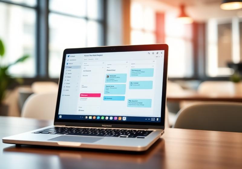 Professional reviewing the Debtcol Pro Collections Workflow dashboard on a desktop monitor